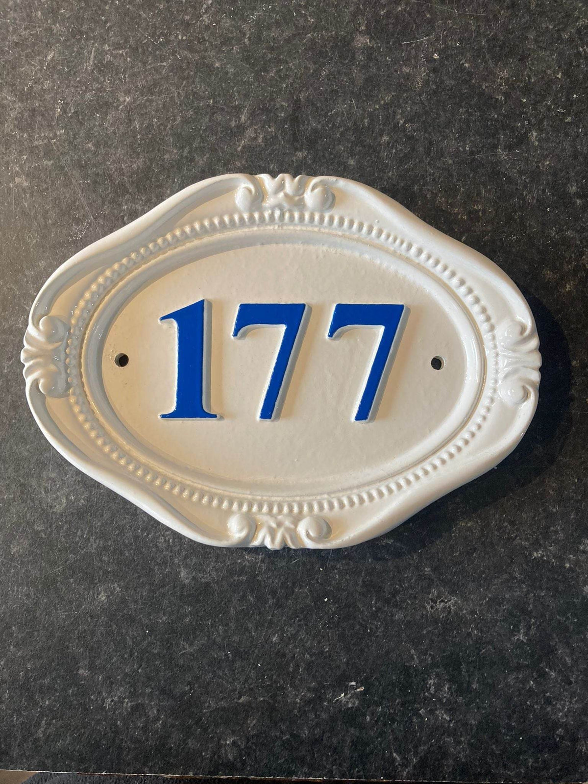 Handmade House Number Sign, Cast Aluminum Shabby Chic Address Plaque