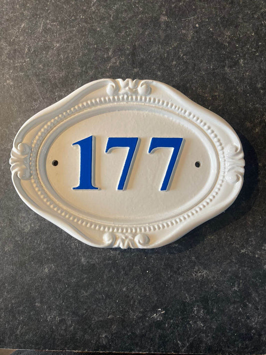Handmade House Number Sign, Cast Aluminum Shabby Chic Address Plaque