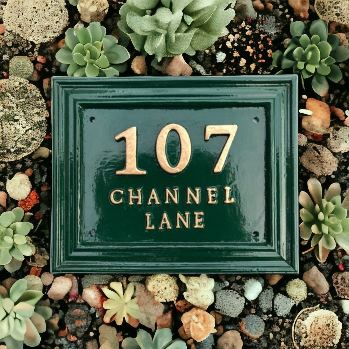 Handmade Cast Aluminum House Number Plaque, Custom Address Sign
