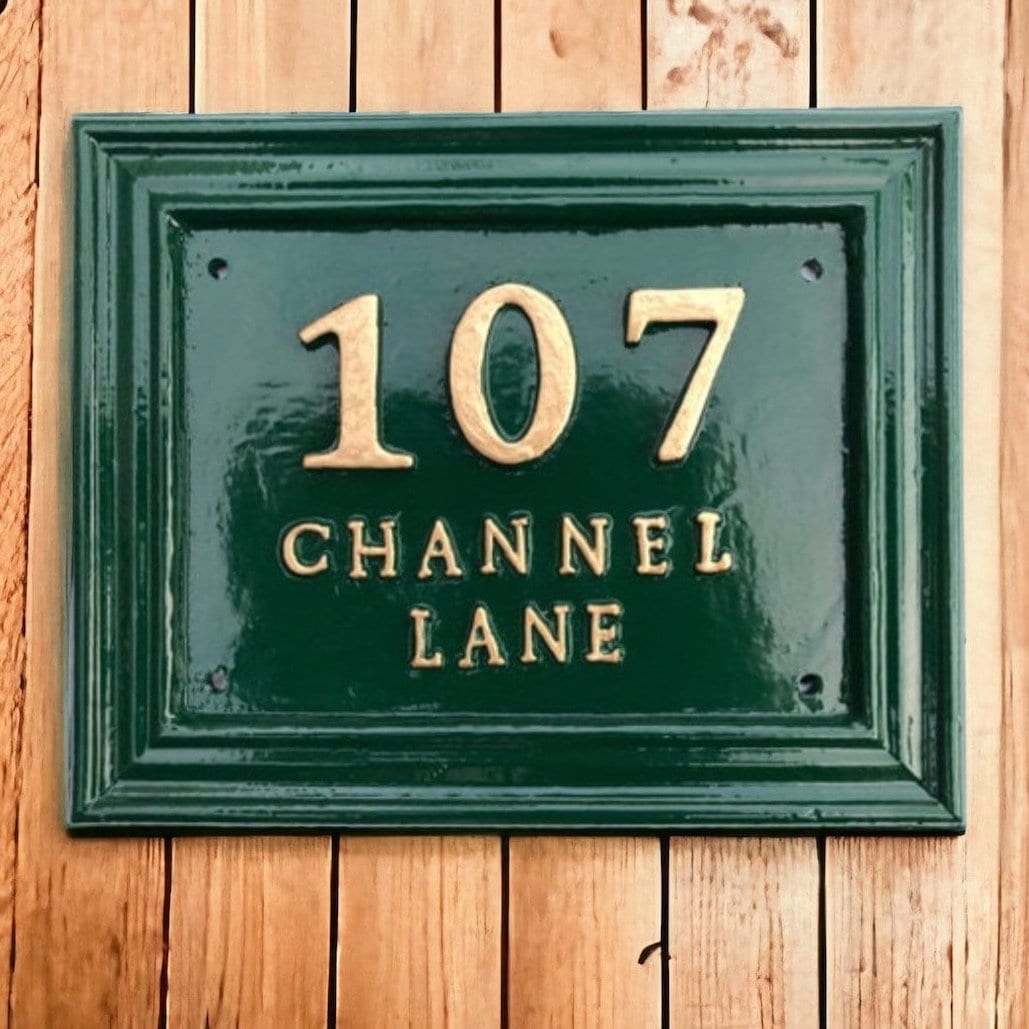 Handmade Cast Aluminum House Number Plaque, Custom Address Sign