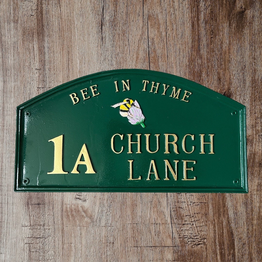 Handmade Cast Aluminum Address Sign, Traditional House Plaque