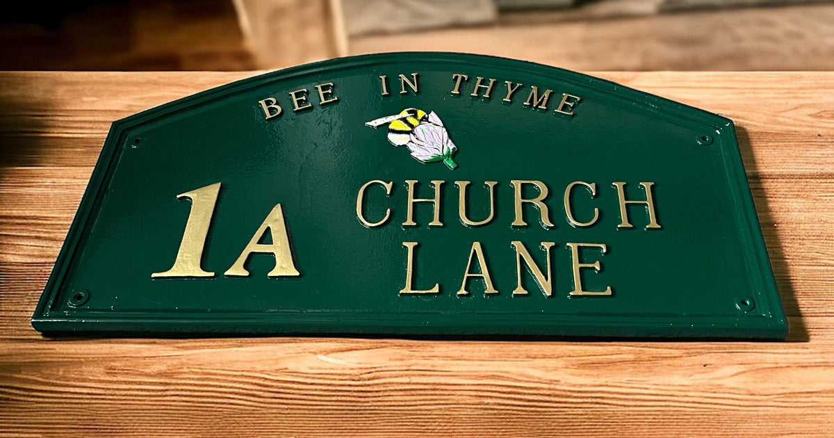 Handmade Cast Aluminum Address Sign, Traditional House Plaque