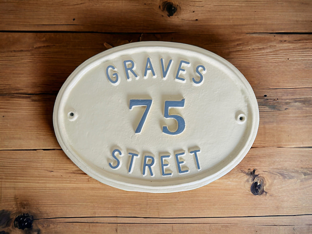 Handmade Cast Aluminum House Sign, Personalized Address Plaque