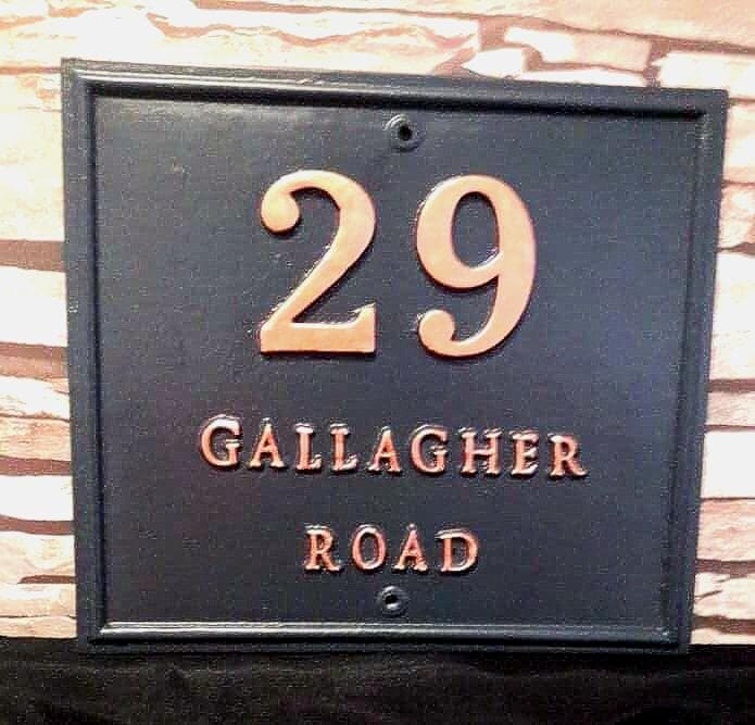Square house plaque, Address Sign, Modern Style Cast Metal House Numbers