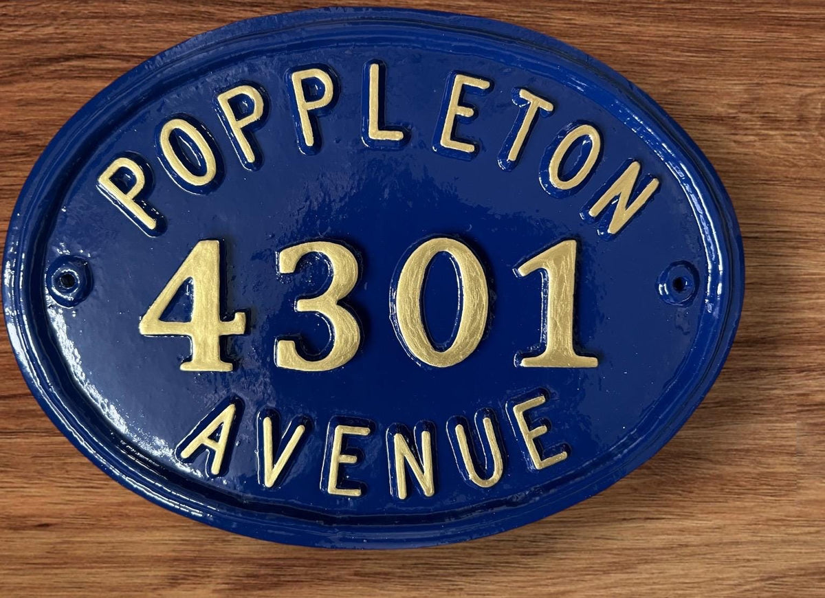 Handmade Cast Aluminum House Number Sign, Colonial Address Plaque