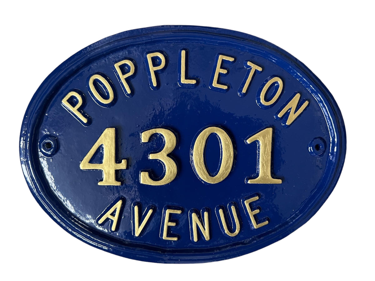 Handmade Cast Aluminum House Number Sign, Colonial Address Plaque