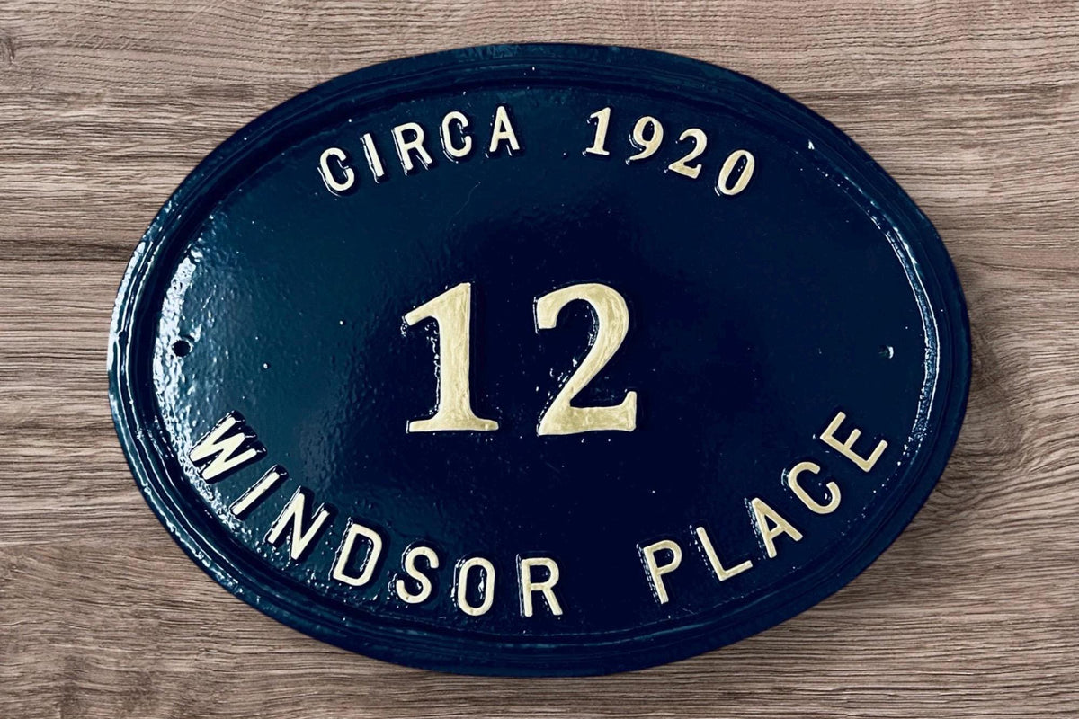Handmade Cast Aluminum House Number Sign, Colonial Address Plaque