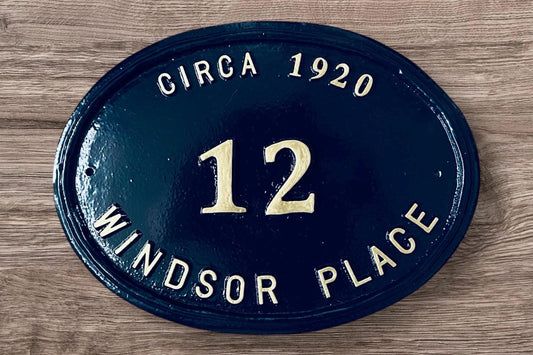 Handmade Cast Aluminum House Number Sign, Colonial Address Plaque