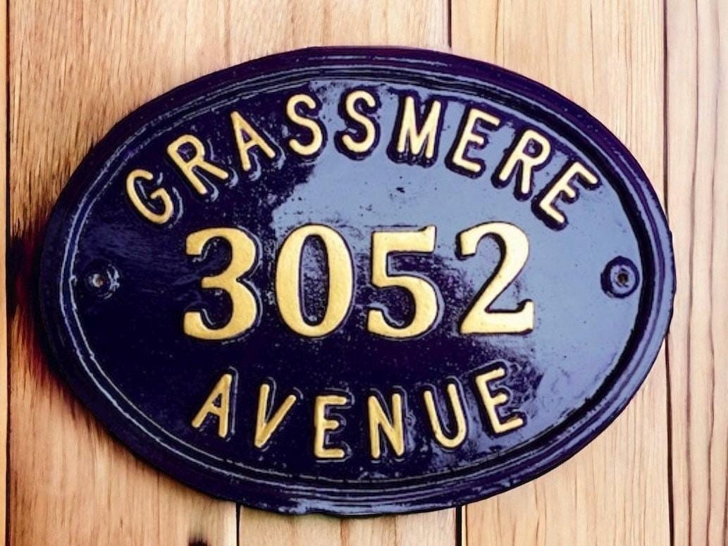 Handmade Colonial House Number Plaque, Personalized Aluminum Address Sign