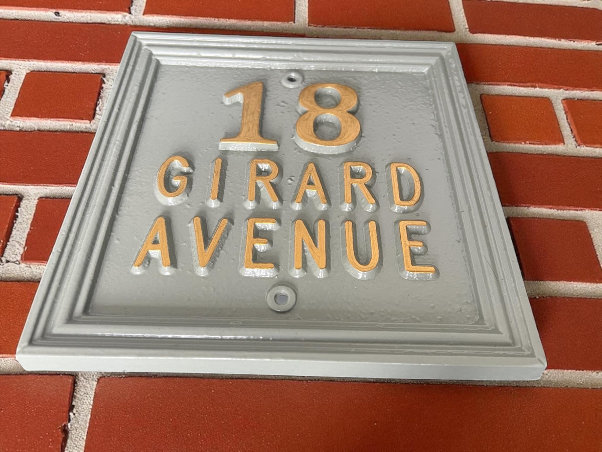 Hand Cast Aluminum House Number Sign: Custom Vintage Style Plaque