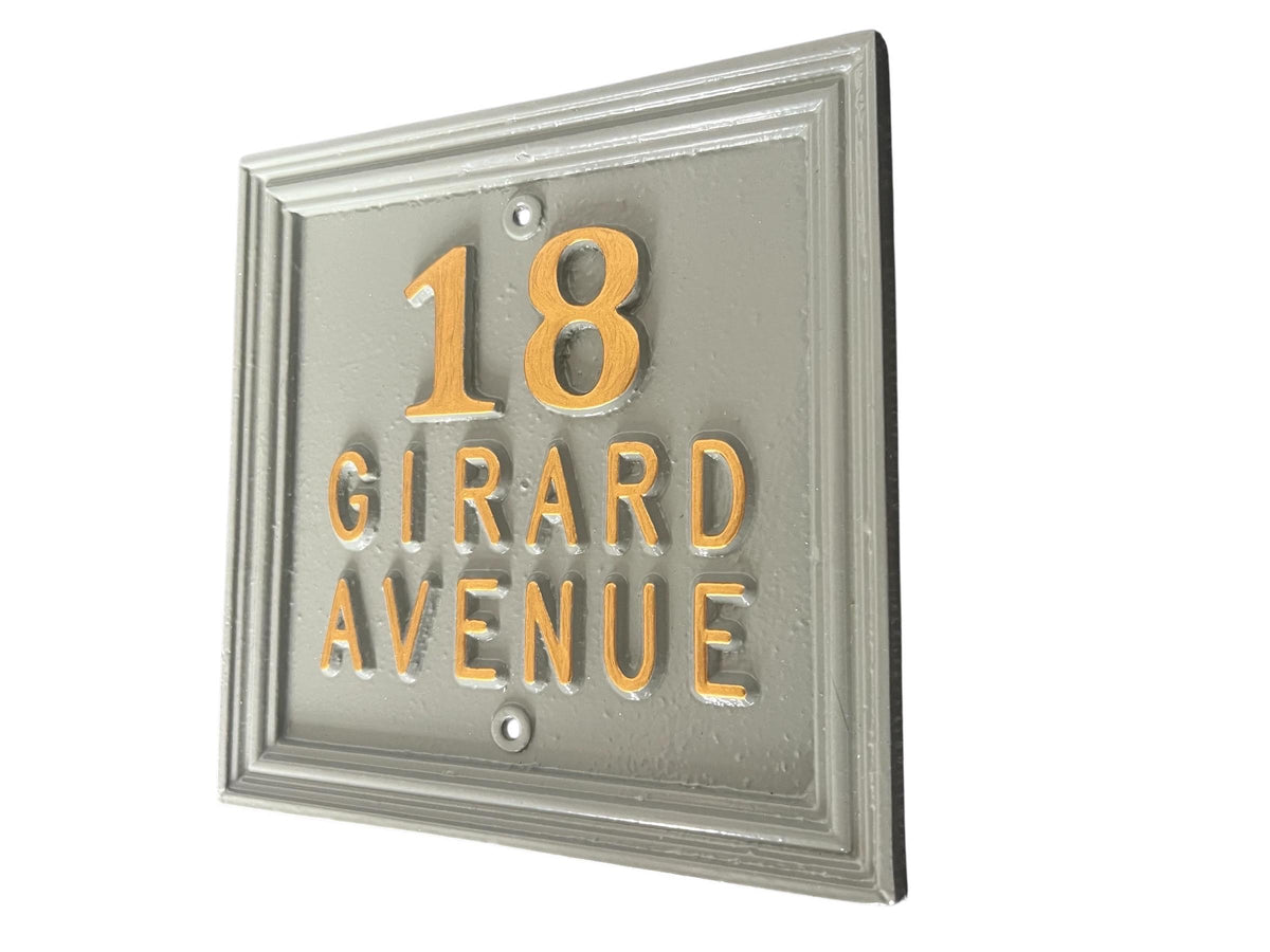 Hand Cast Aluminum House Number Sign: Custom Vintage Style Plaque