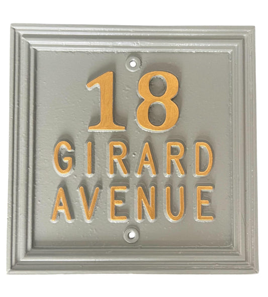 Hand Cast Aluminum House Number Sign: Custom Vintage Style Plaque